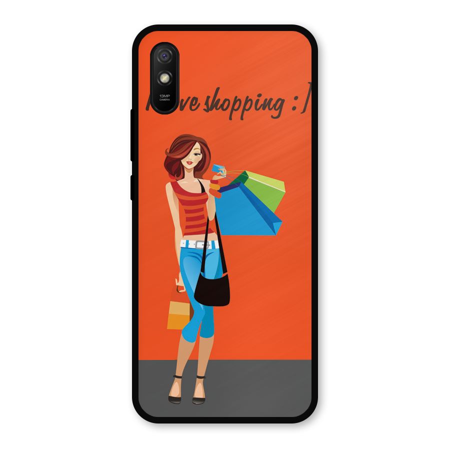 Love Shopping Classy Girl Metal Back Case for Redmi 9a