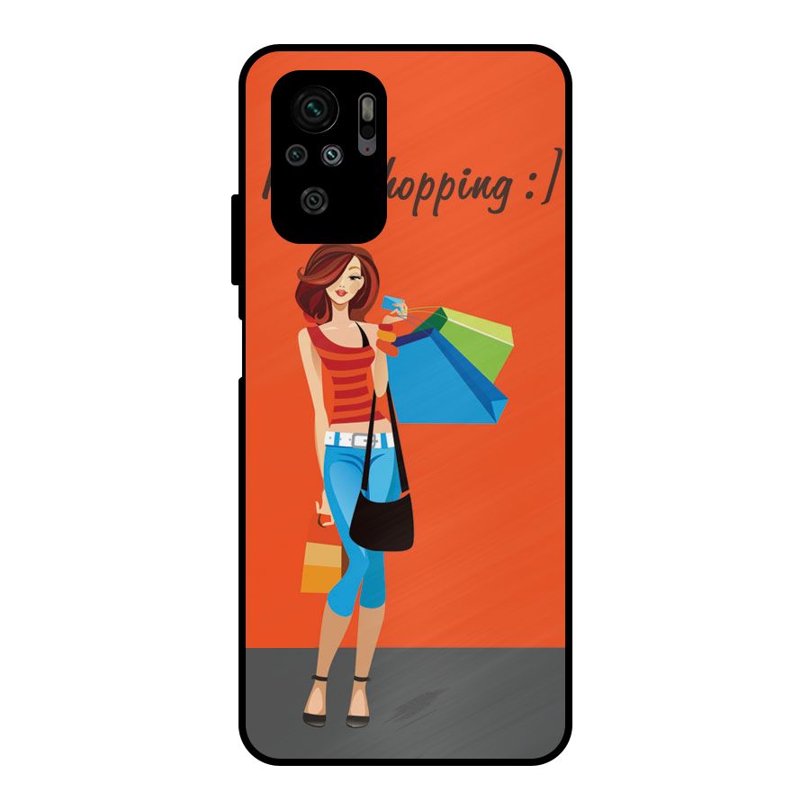 Love Shopping Classy Girl Metal Back Case for Redmi Note 10S