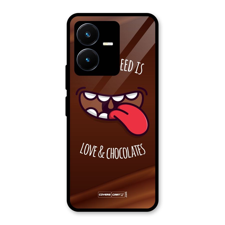 Love and Chocolates Glass Back Case for Vivo Y22s