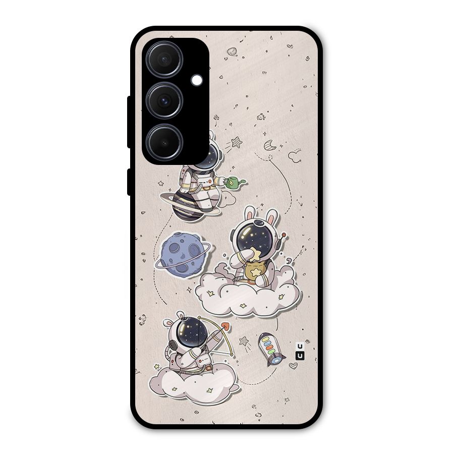 Lovely Astronaut Playing Metal Back Case for Galaxy A35