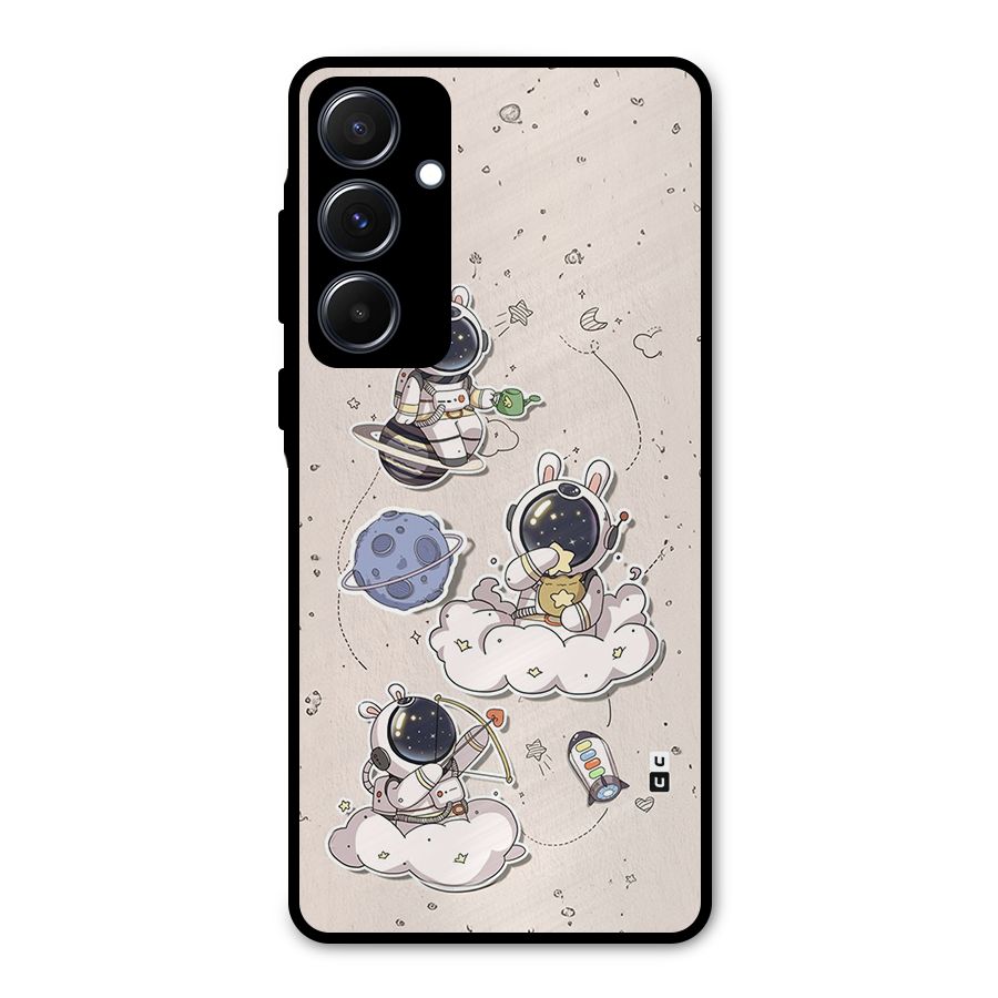 Lovely Astronaut Playing Metal Back Case for Galaxy A55