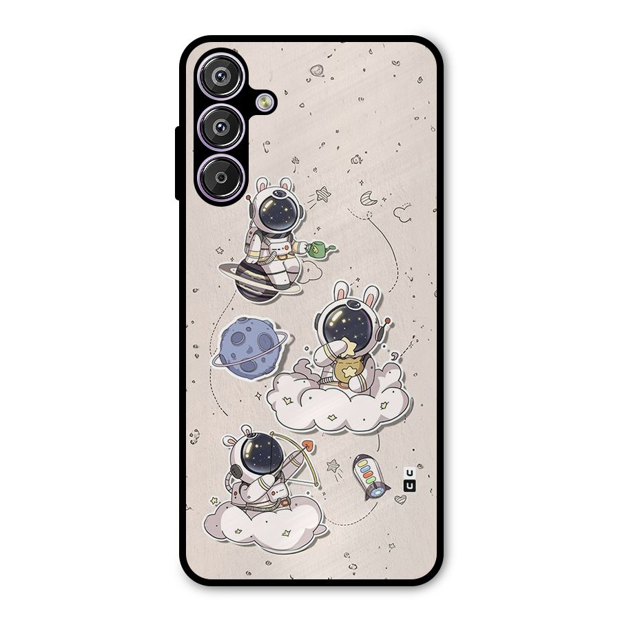 Lovely Astronaut Playing Metal Back Case for Galaxy F15