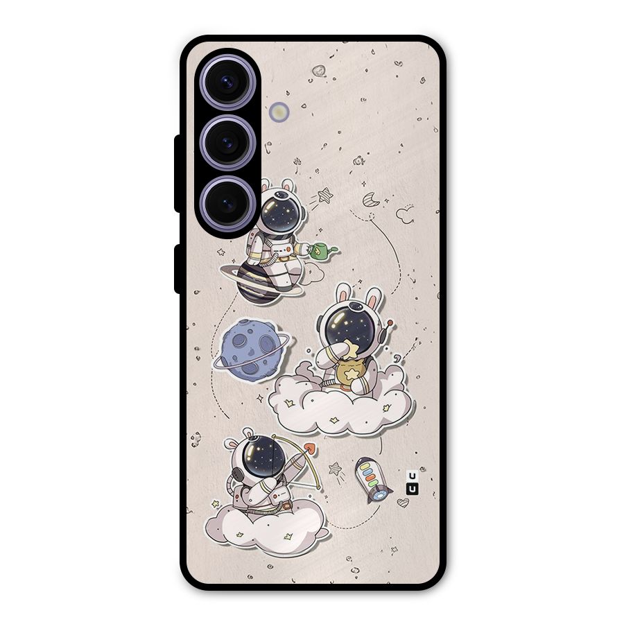 Lovely Astronaut Playing Metal Back Case for Galaxy S24