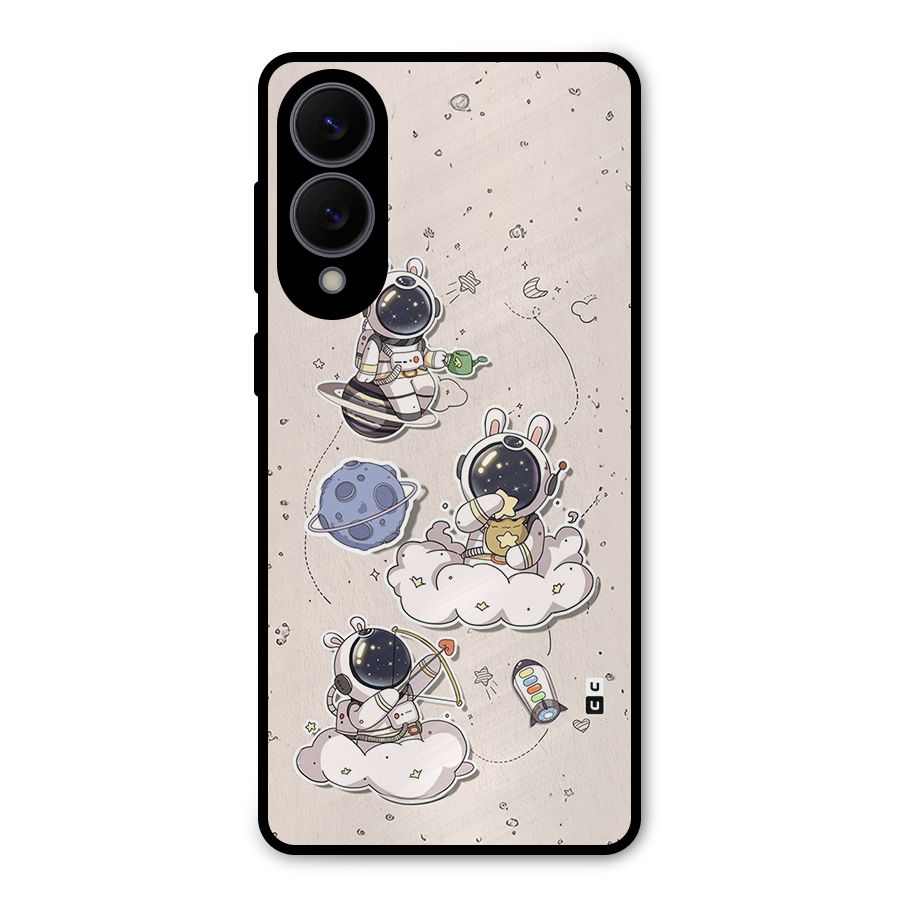 Lovely Astronaut Playing Metal Back Case for Galaxy S25 Edge