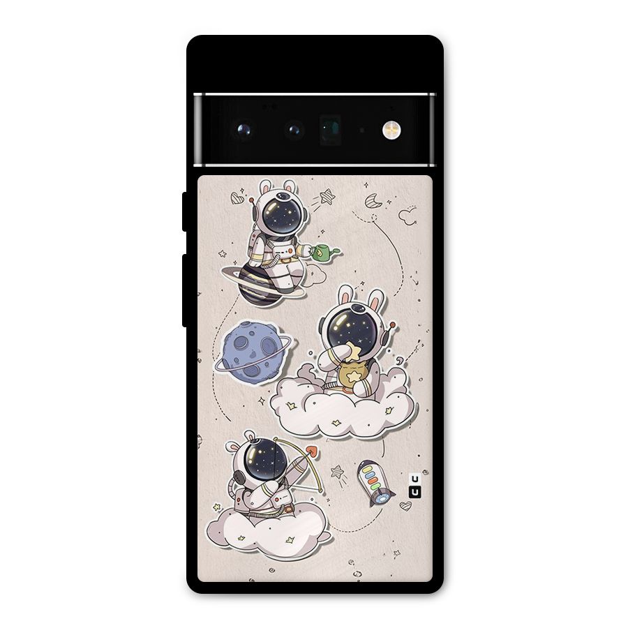 Lovely Astronaut Playing Metal Back Case for Google Pixel 6 Pro