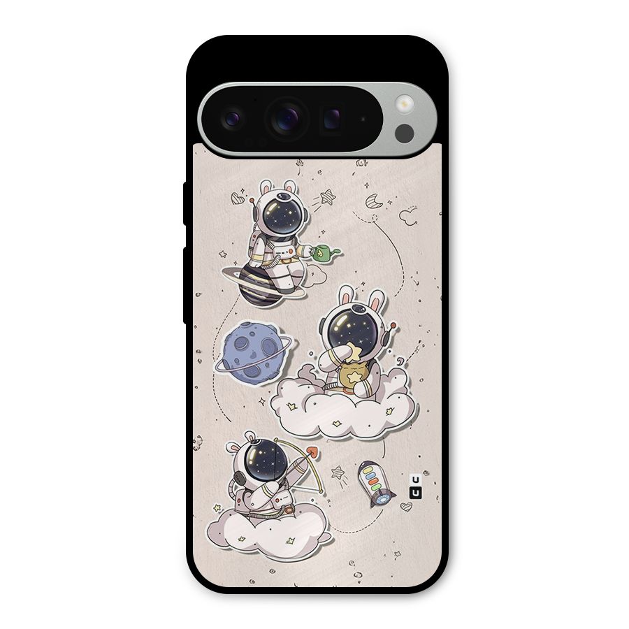 Lovely Astronaut Playing Metal Back Case for Google Pixel 9 Pro XL