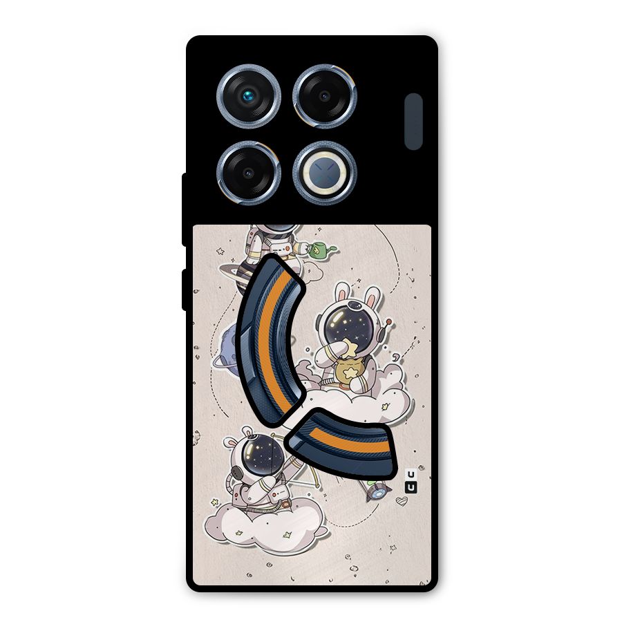 Lovely Astronaut Playing Metal Back Case for Infinix GT 20 Pro