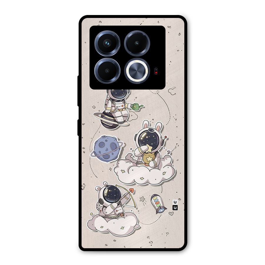 Lovely Astronaut Playing Metal Back Case for Infinix Note 40 5G