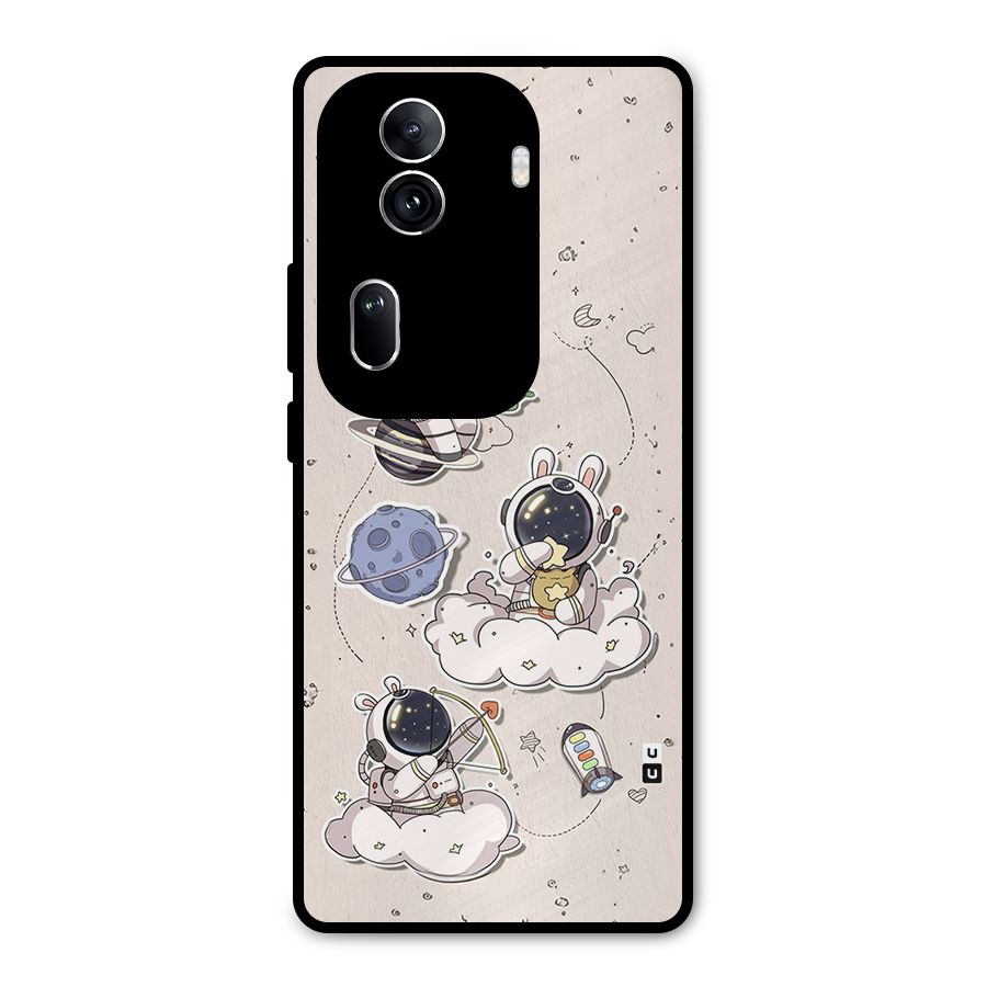 Lovely Astronaut Playing Metal Back Case for Oppo Reno11 Pro 5G