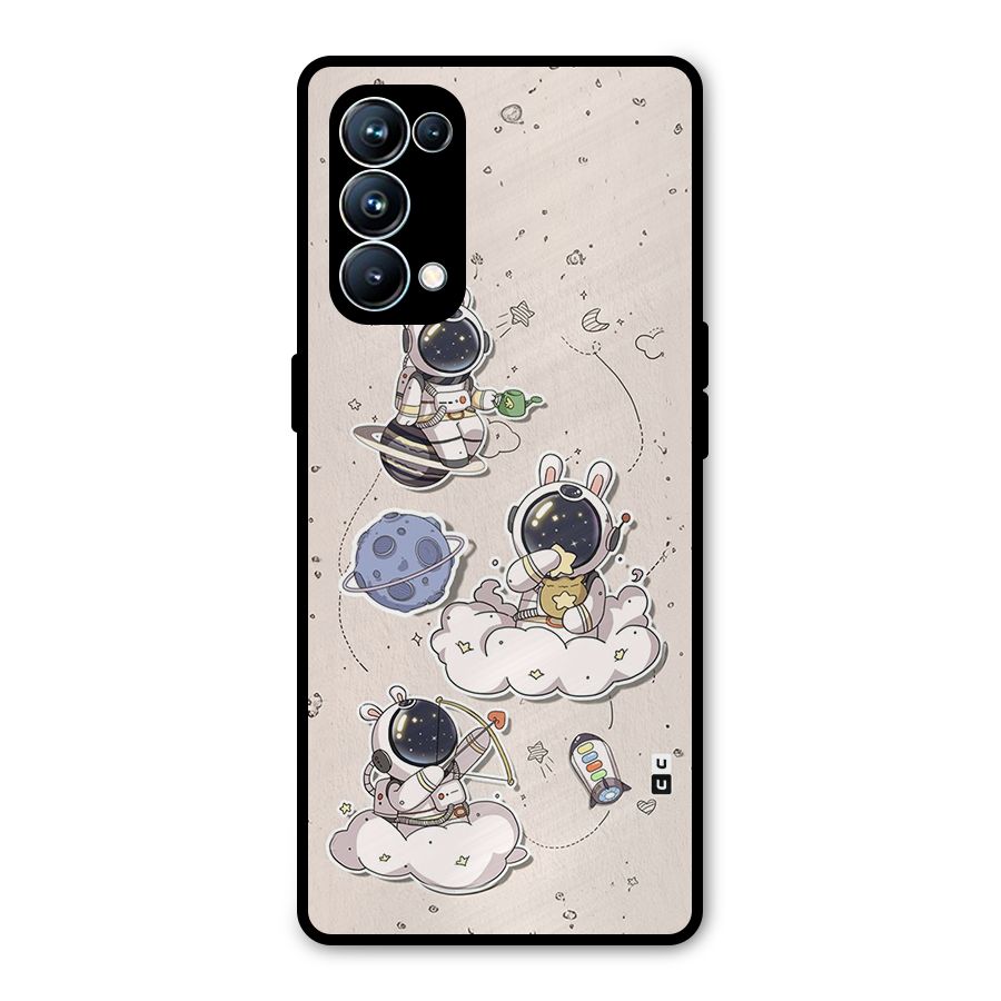 Lovely Astronaut Playing Metal Back Case for Oppo Reno5 Pro 5G