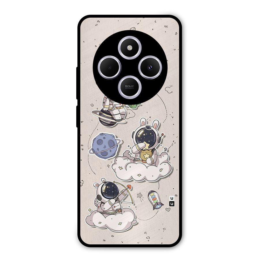 Lovely Astronaut Playing Metal Back Case for Poco C75 5G