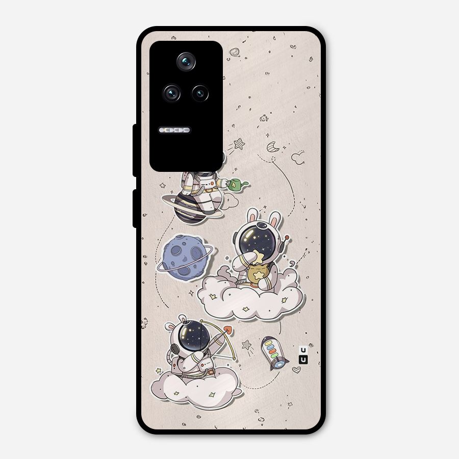 Lovely Astronaut Playing Metal Back Case for Poco F4 5G