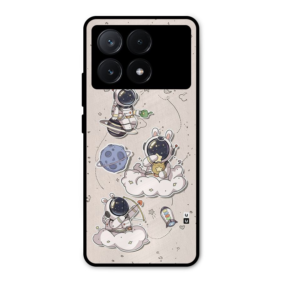 Lovely Astronaut Playing Metal Back Case for Poco X6 Pro