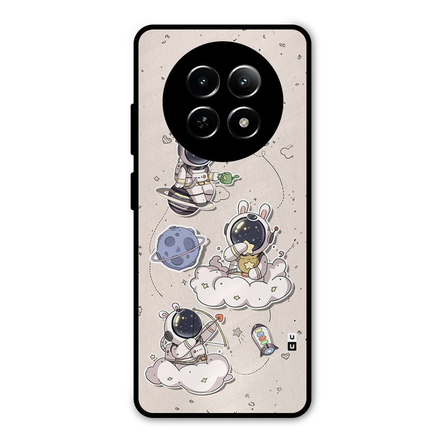 Lovely Astronaut Playing Metal Back Case for Realme 12 5G