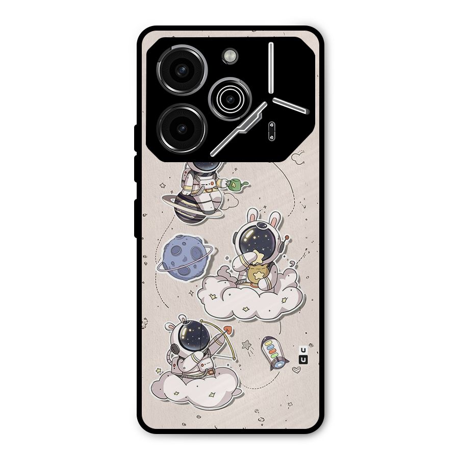 Lovely Astronaut Playing Metal Back Case for Tecno Pova 6 Pro