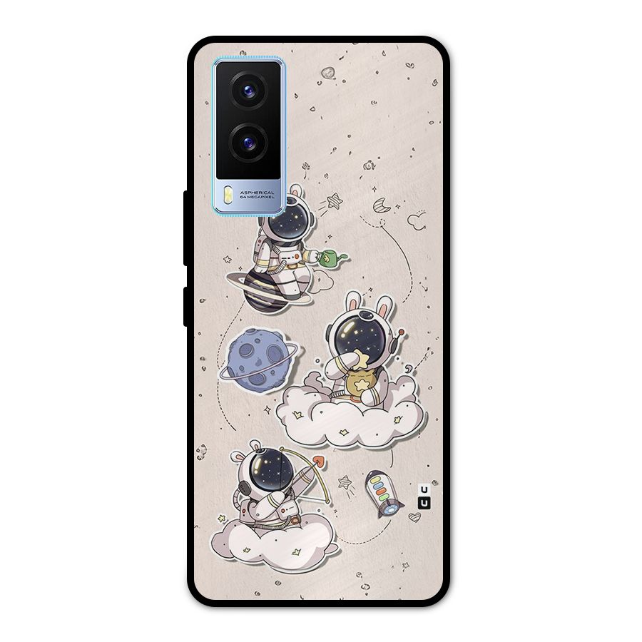 Lovely Astronaut Playing Metal Back Case for Vivo V21e 5G