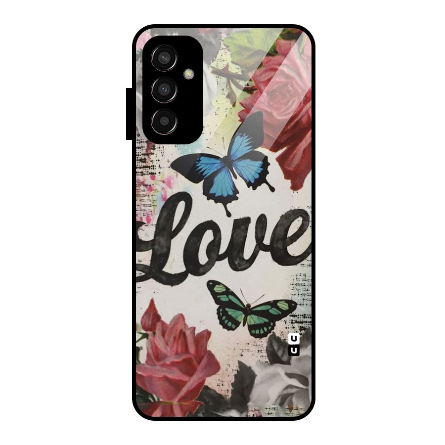 Lovely Butterfly Love Glass Back Case for Galaxy F13