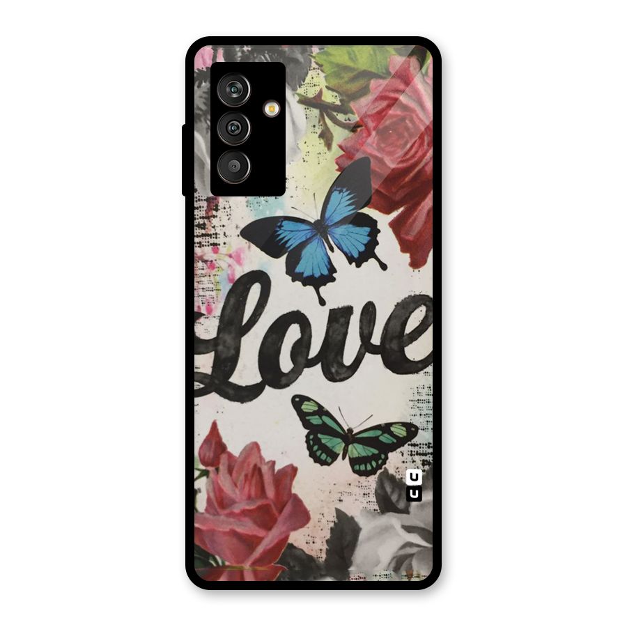 Lovely Butterfly Love Glass Back Case for Galaxy M13
