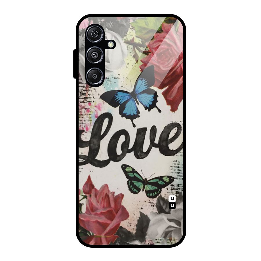Lovely Butterfly Love Glass Back Case for Galaxy M34 5G