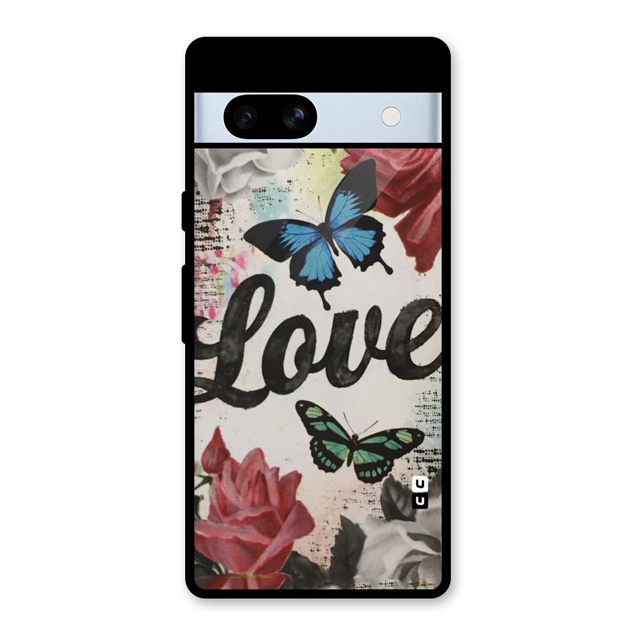 Lovely Butterfly Love Glass Back Case for Google Pixel 7a