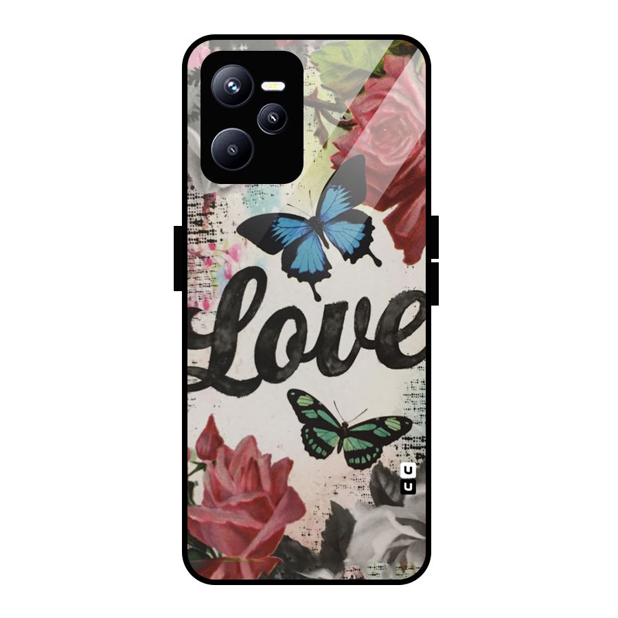 Lovely Butterfly Love Glass Back Case for Realme C35