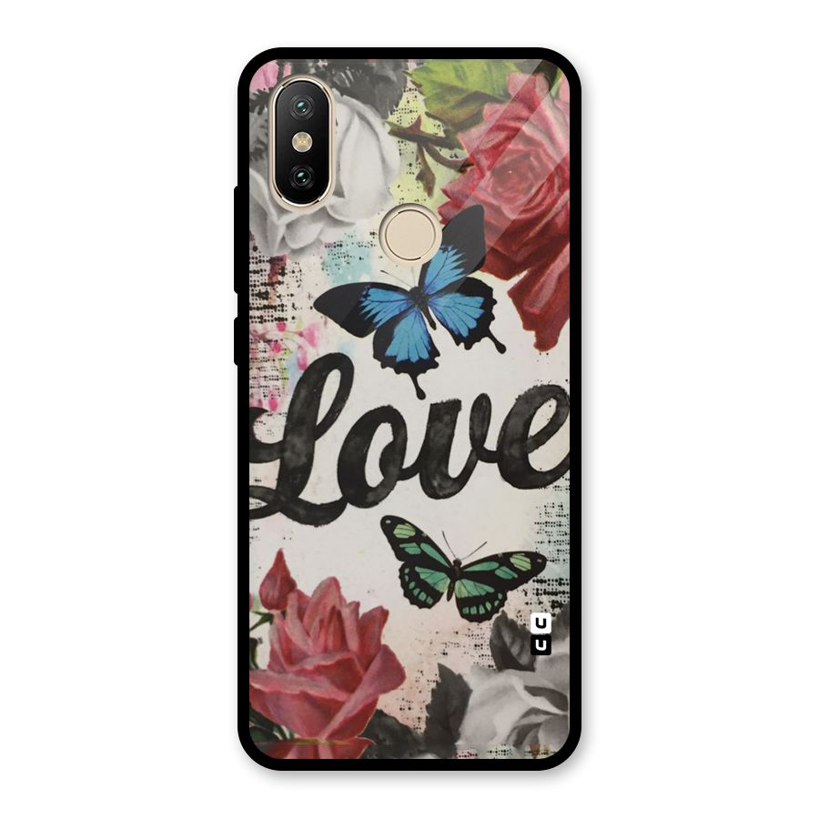 Lovely Butterfly Love Glass Back Case for Redmi A2
