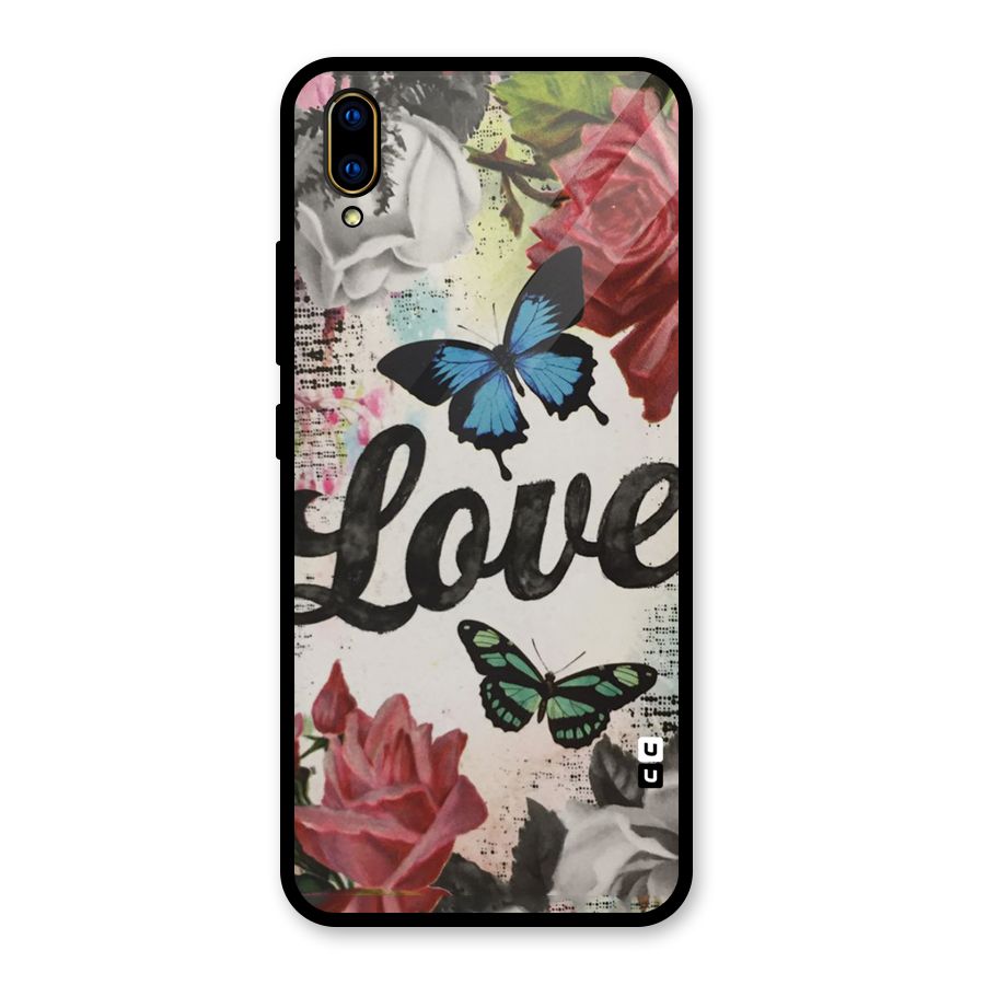 Lovely Butterfly Love Glass Back Case for Vivo V11 Pro