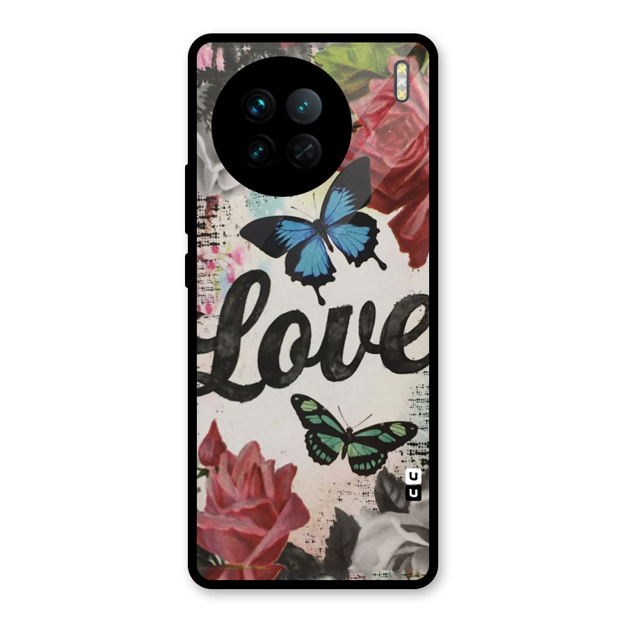 Lovely Butterfly Love Glass Back Case for Vivo X90
