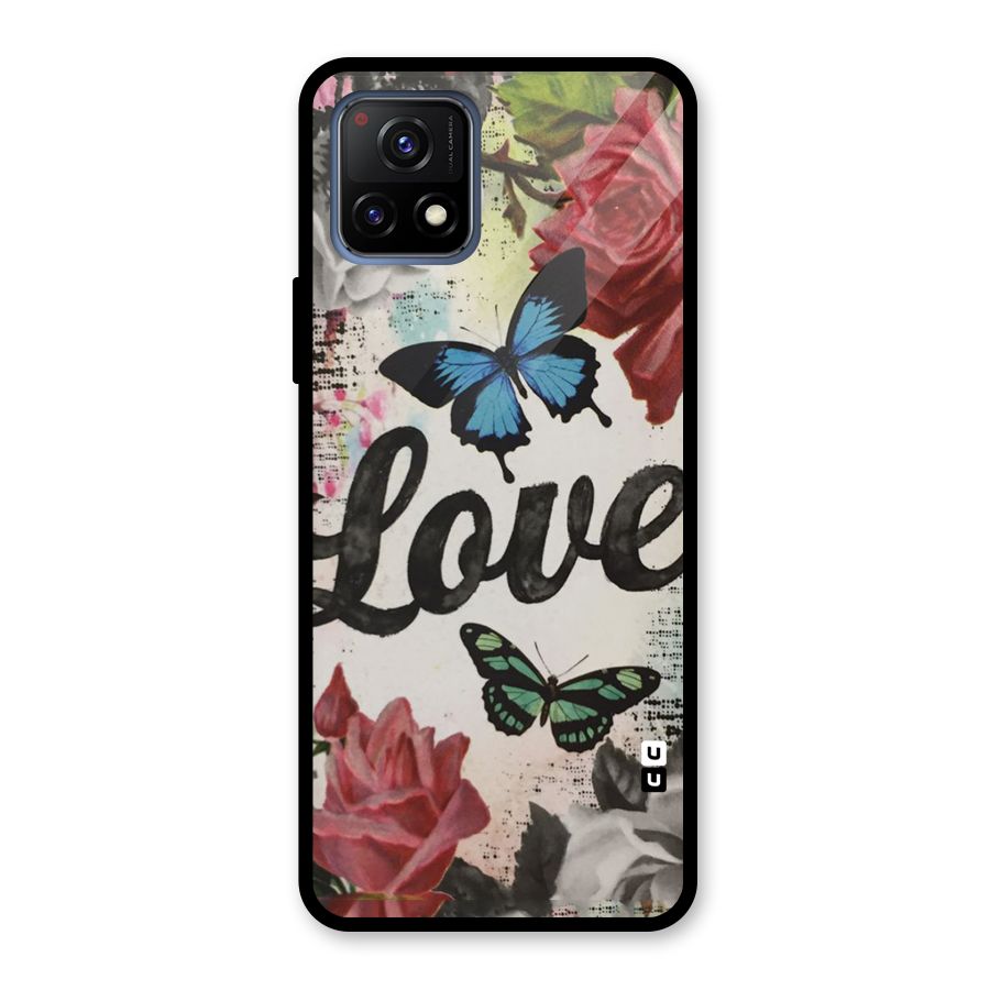 Lovely Butterfly Love Glass Back Case for Vivo Y72 5G