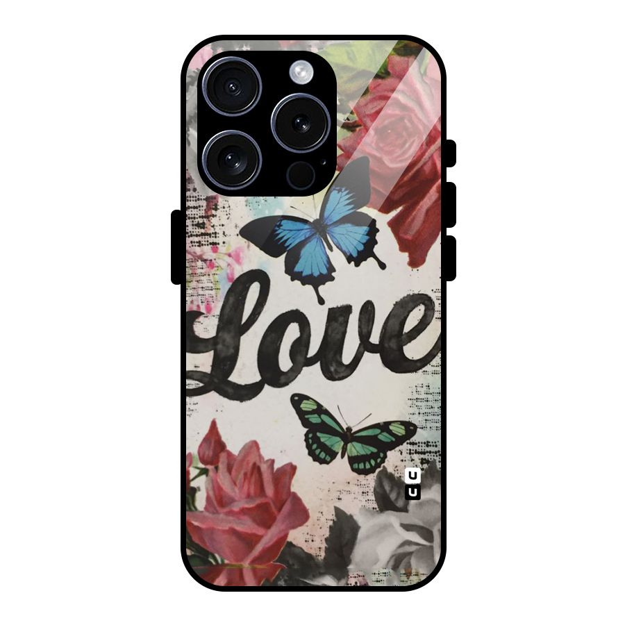 Lovely Butterfly Love Glass Back Case for iPhone 15 Pro
