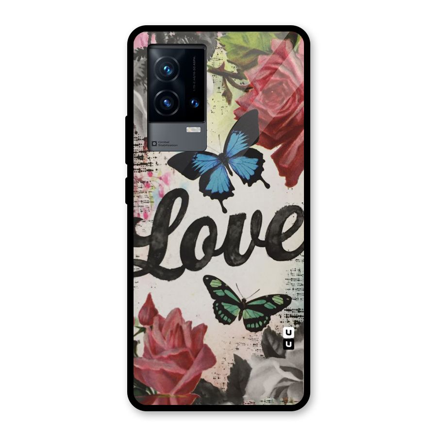 Lovely Butterfly Love Glass Back Case for iQOO 9 5G
