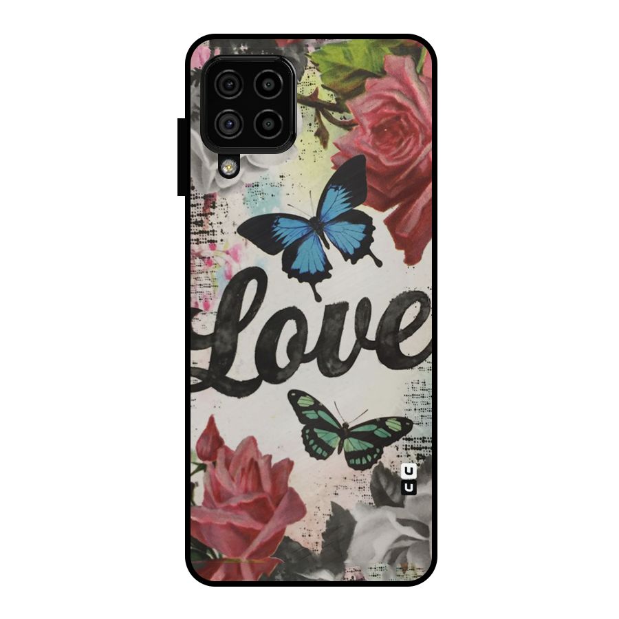 Lovely Butterfly Love Metal Back Case for Galaxy A22 4G