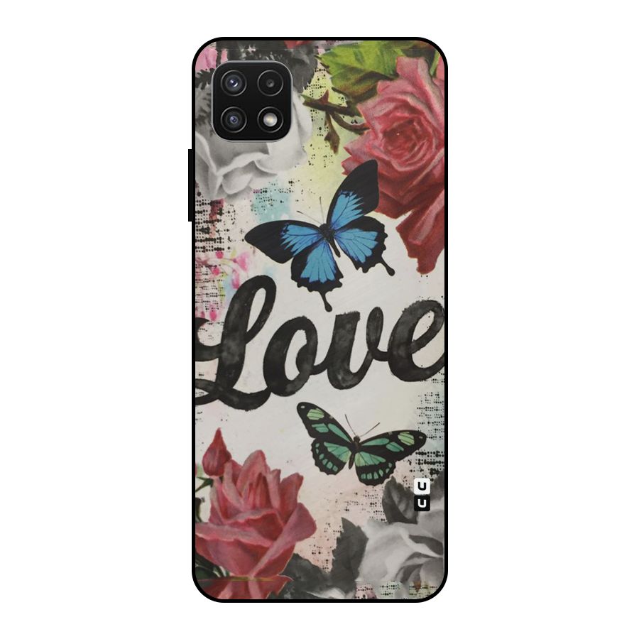 Lovely Butterfly Love Metal Back Case for Galaxy A22 5G