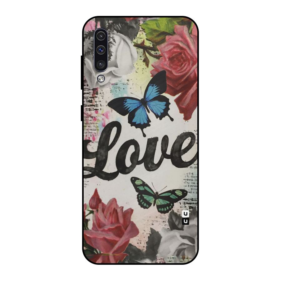 Lovely Butterfly Love Metal Back Case for Galaxy A30s