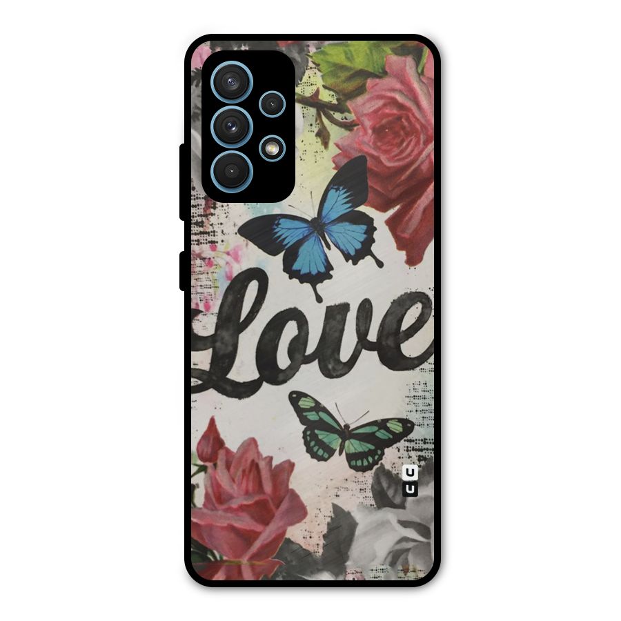 Lovely Butterfly Love Metal Back Case for Galaxy A32