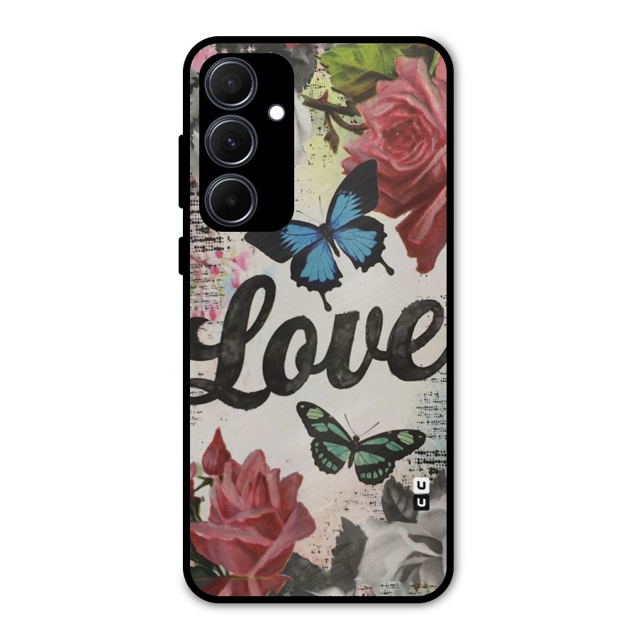 Lovely Butterfly Love Metal Back Case for Galaxy A35