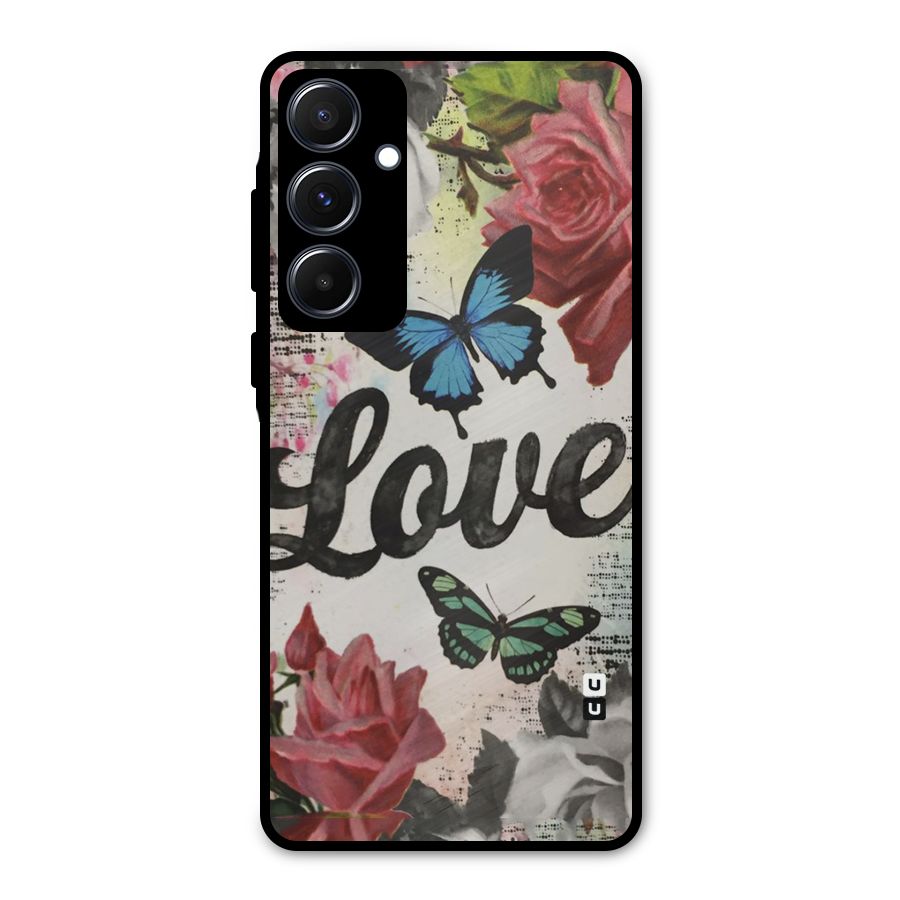 Lovely Butterfly Love Metal Back Case for Galaxy A55