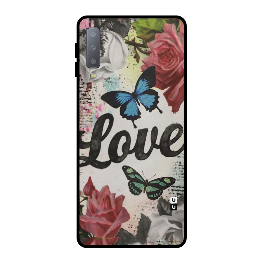 Lovely Butterfly Love Metal Back Case for Galaxy A7 (2018)