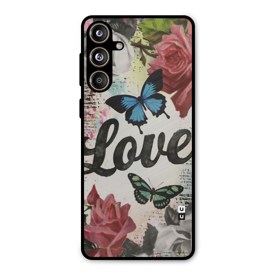 Lovely Butterfly Love Metal Back Case for Galaxy F55