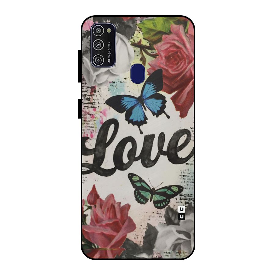 Lovely Butterfly Love Metal Back Case for Galaxy M30s