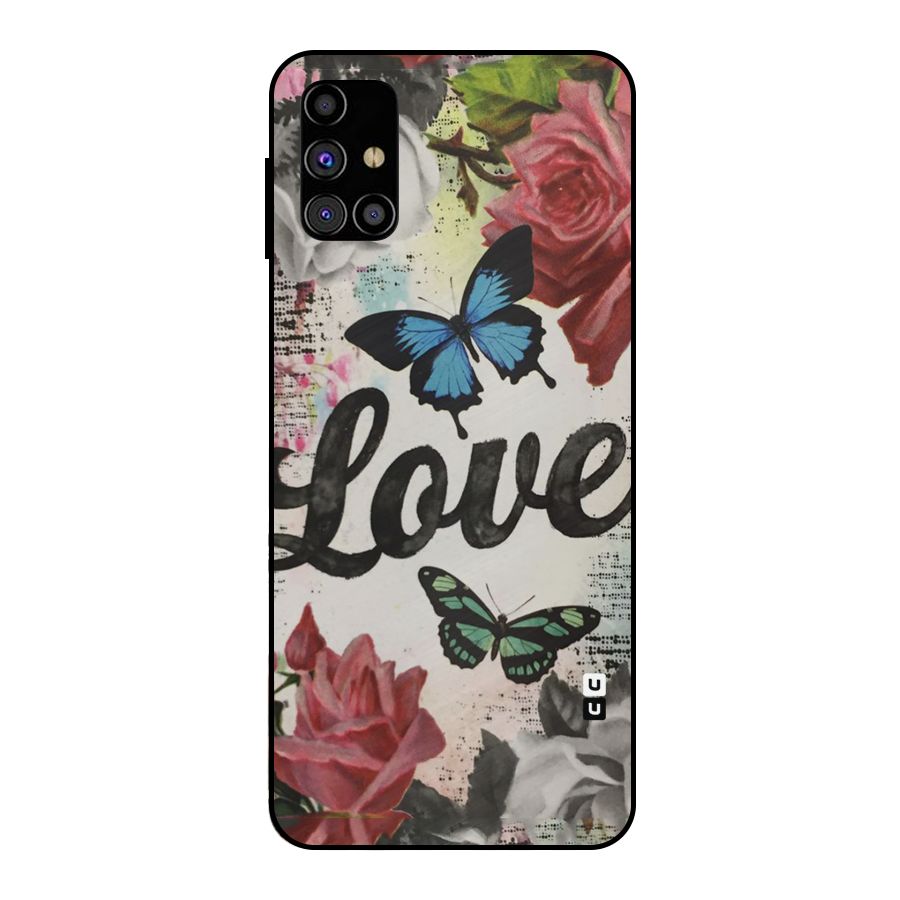 Lovely Butterfly Love Metal Back Case for Galaxy M31s