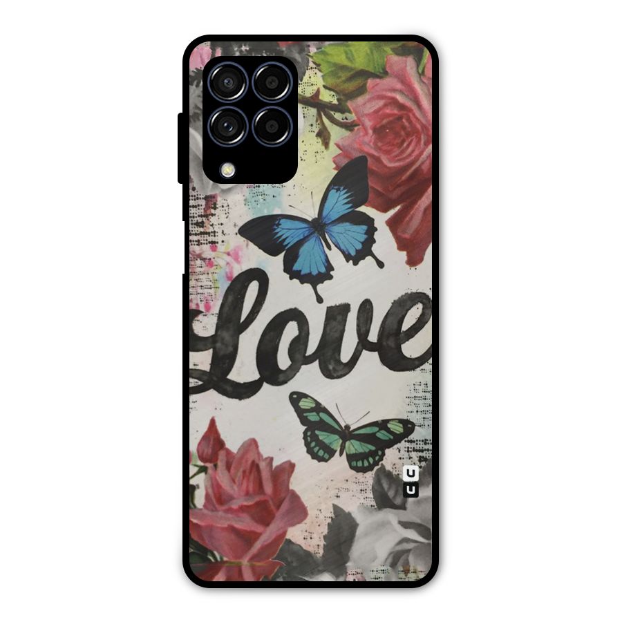 Lovely Butterfly Love Metal Back Case for Galaxy M53 5G