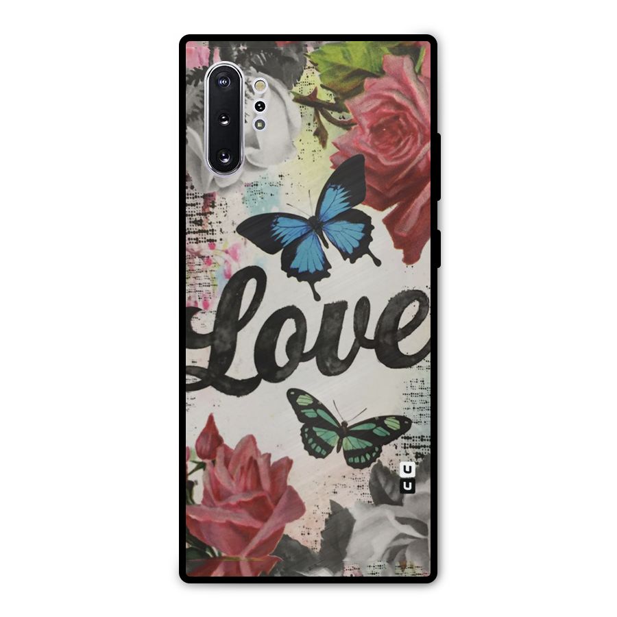 Lovely Butterfly Love Metal Back Case for Galaxy Note 10 Plus