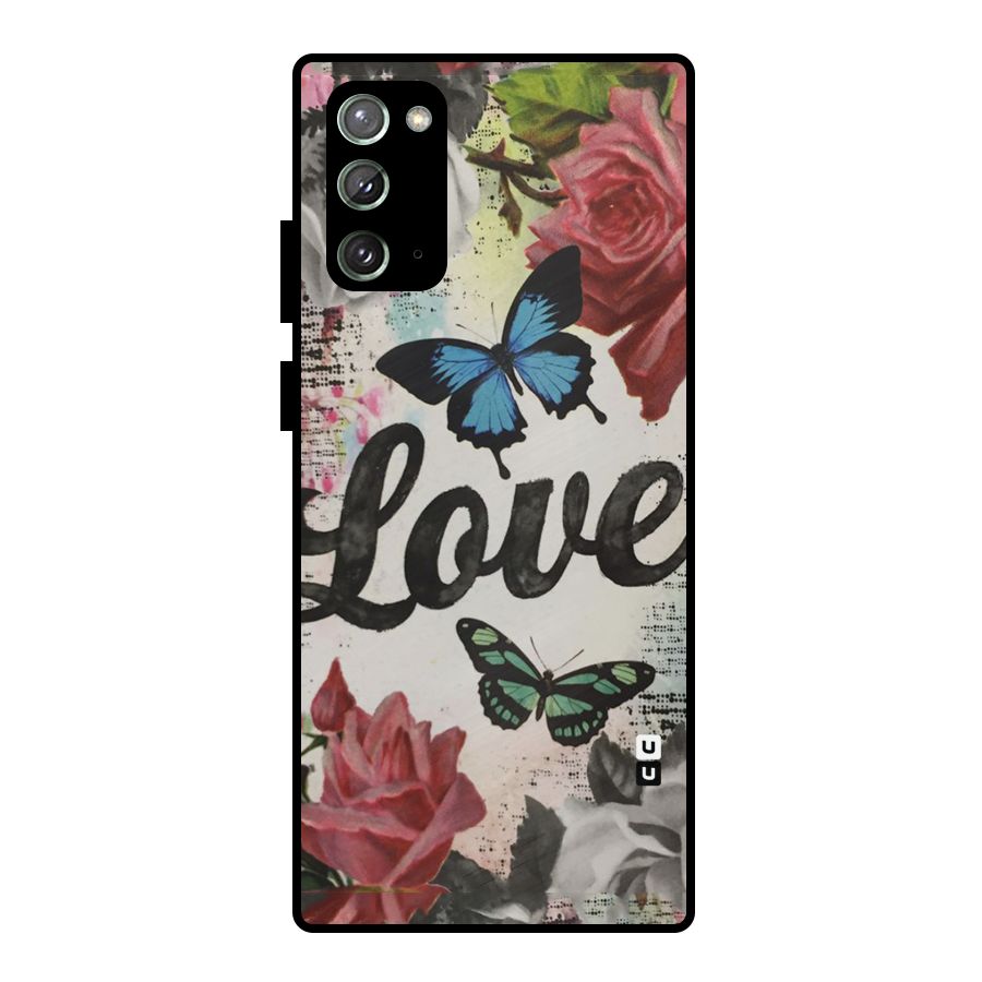 Lovely Butterfly Love Metal Back Case for Galaxy Note 20