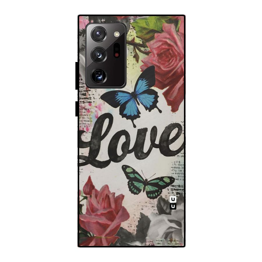 Lovely Butterfly Love Metal Back Case for Galaxy Note 20 Ultra