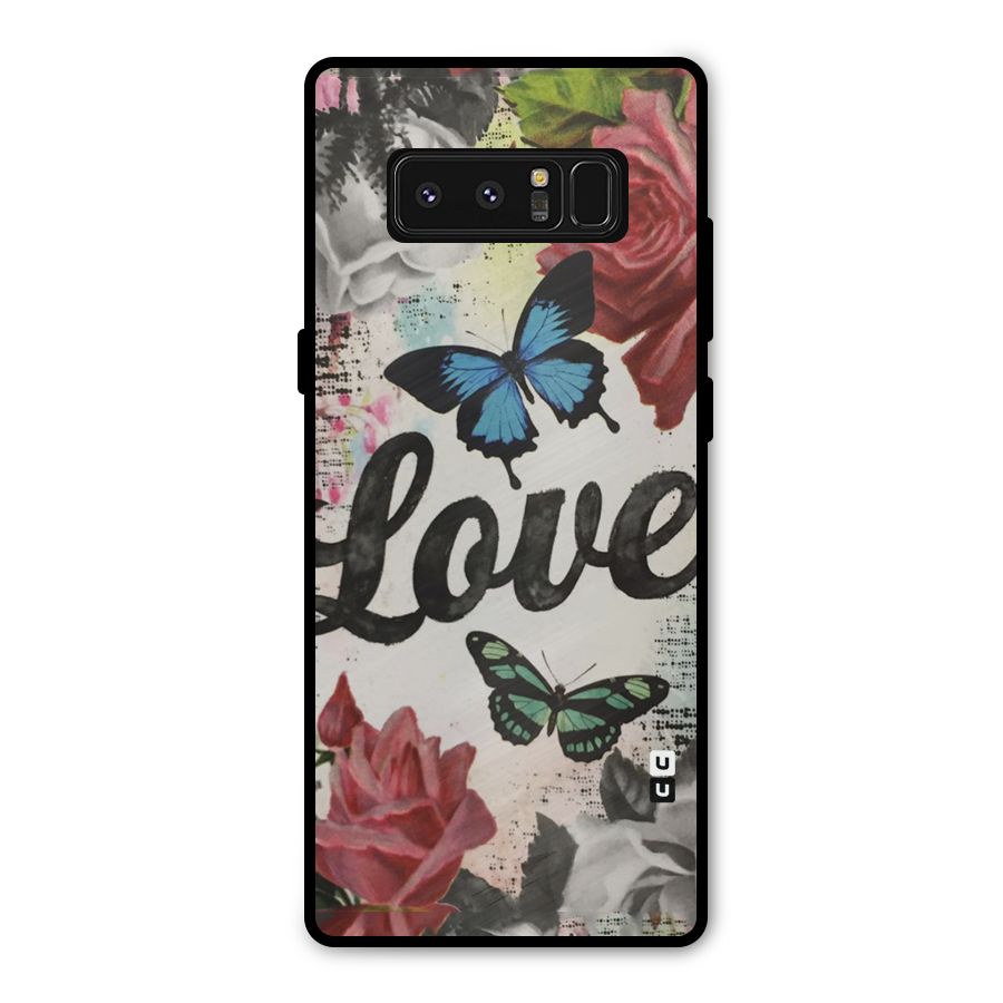 Lovely Butterfly Love Metal Back Case for Galaxy Note 8