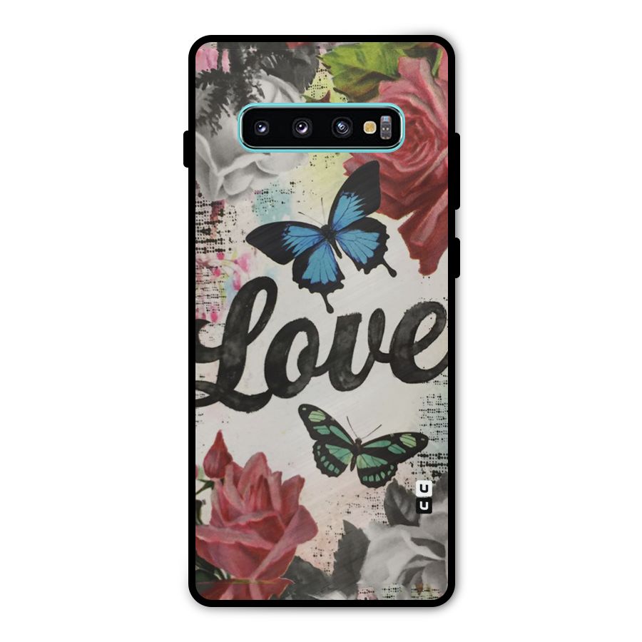 Lovely Butterfly Love Metal Back Case for Galaxy S10 Plus