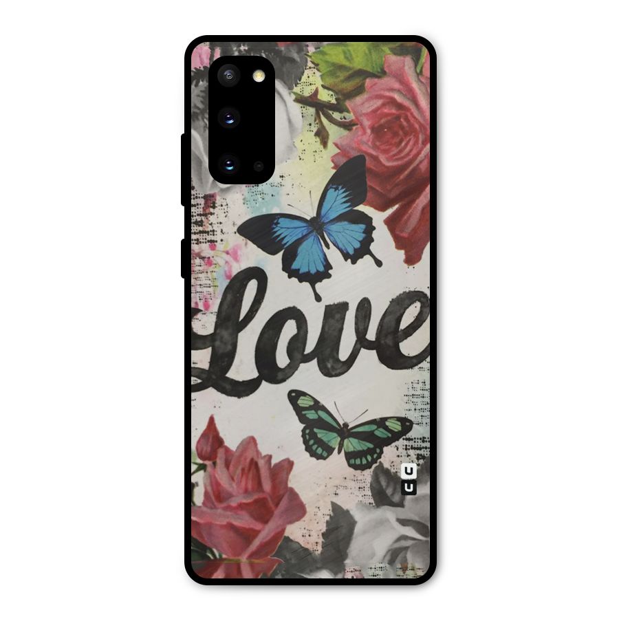Lovely Butterfly Love Metal Back Case for Galaxy S20