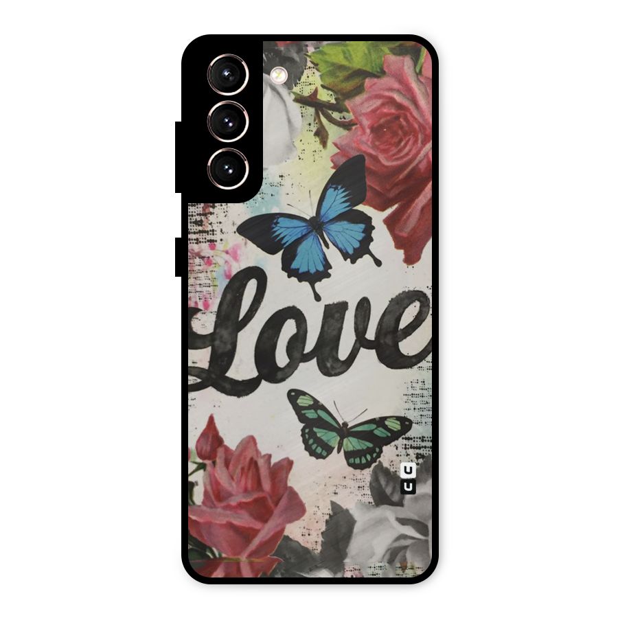 Lovely Butterfly Love Metal Back Case for Galaxy S21 5G