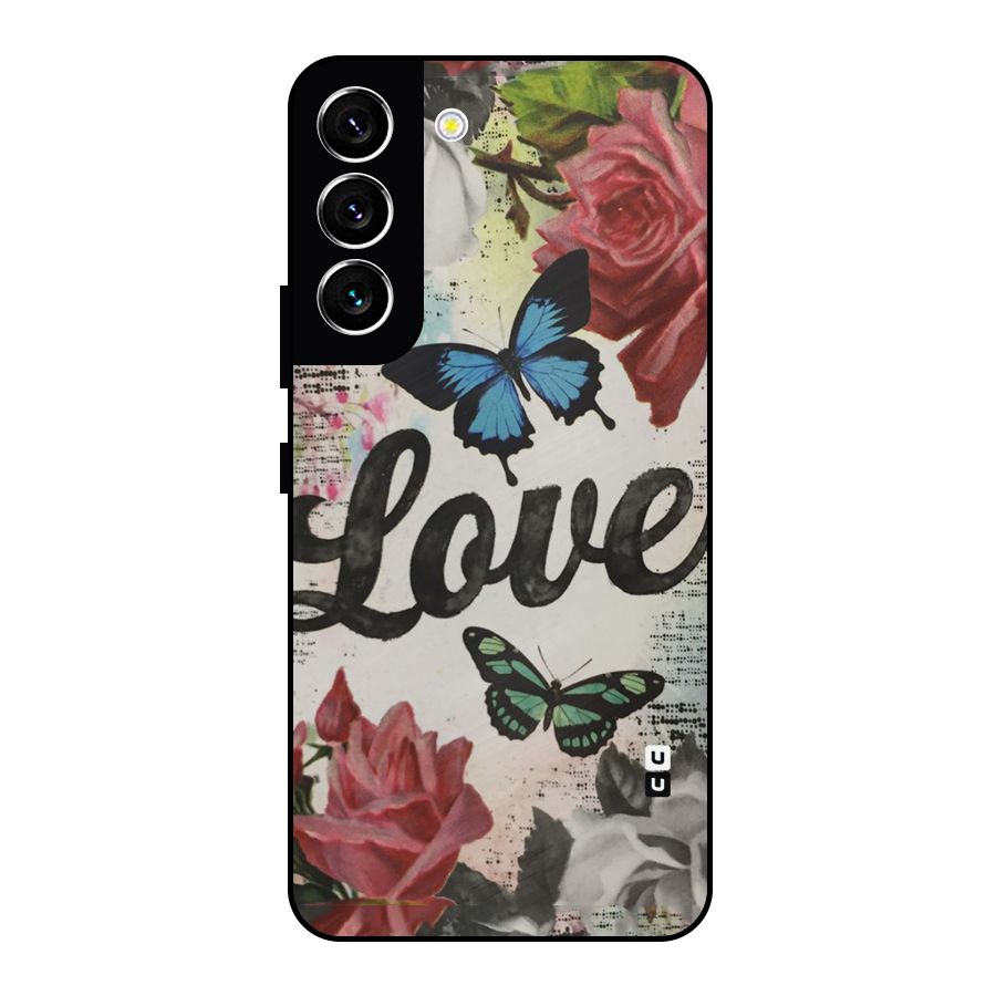 Lovely Butterfly Love Metal Back Case for Galaxy S22 5G